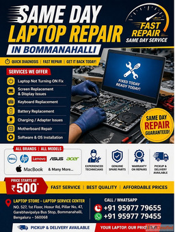 Same Day Laptop Repair in Bommanahalli Fast Reliable Service