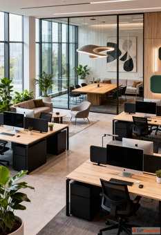 Modern Collaborative Office Space Design for Productive Work Environment