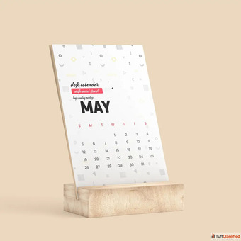 Desk Calendar With Wooden Stand