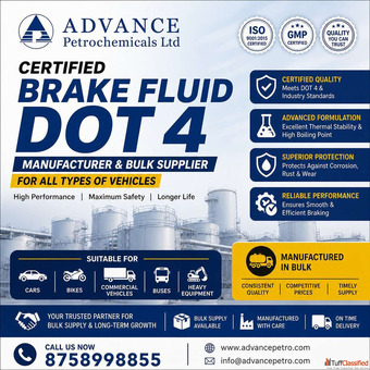 Certified Brake Fluid DOT 4 Supplier for All Vehicles