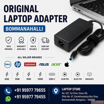 Original Laptop Adapter Price in Bommanahalli Dell HP Lenovo Asus More