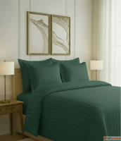 Buy 550 TC Stripes Bedsheet In Emerald Green Online