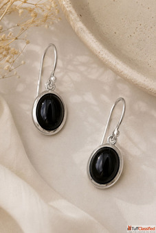 The Stone That Silences the Noise Black Onyx Drop Earrings in Sterling Silver