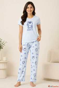 Camey Women Night Suit - Soft Cotton Night Suit for Women Printed Night Dress Pajama Set for Daily C