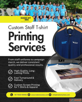 Corporate Professional T-Shirt Printing Custom Staff Uniform T-Shirts in India - Make My Tees