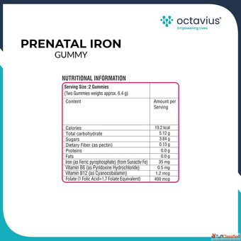 Prenatal Iron Gummies for Pregnancy Health Octavius Pharma