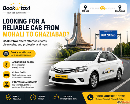 Book Cab from Mohali to Ghaziabad Only 3450 At BookUrTaxi
