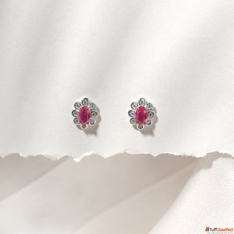 Elegant Silver Stone Stud Earrings Padmam