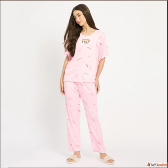 Cute Comfortable Women Nightwear Set - Relaxed Fit Sleepwear