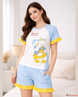 Women Short Set for Women Soft Cotton Co-Ord Nightwear Set Breathable Half Sleeve Top Shorts Lounge 