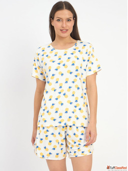 Women Short Set for Women Soft Cotton Co-Ord Nightwear Set Breathable Half Sleeve Top Shorts Lounge 