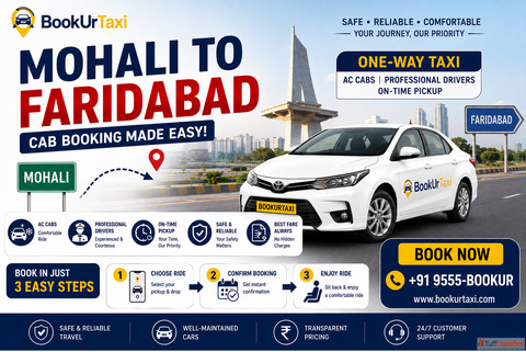 Cab From Mohali to Faridabad Only 3500 At BookUrtaxi