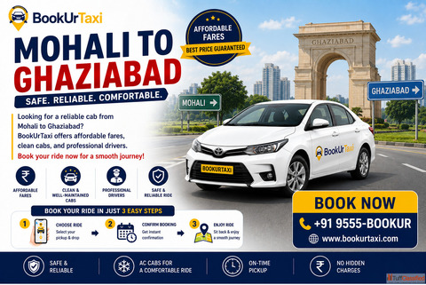Book Cab from Mohali to Ghaziabad Only 3450 At BookUrTaxi