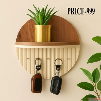 Modern Wooden Key Holder for Wall Decorative Key Rack with Shelf for Entryway Home Decor