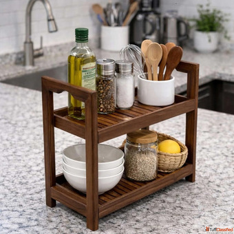 Multipurpose Wooden Storage Shelf Organizer for Kitchen Bathroom Desk Plant Display