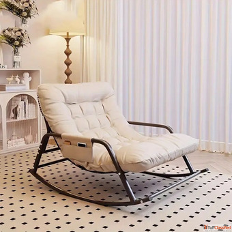 Elegant Wooden Rocking Chair With Soft Cushioned Seat for Modern Homes