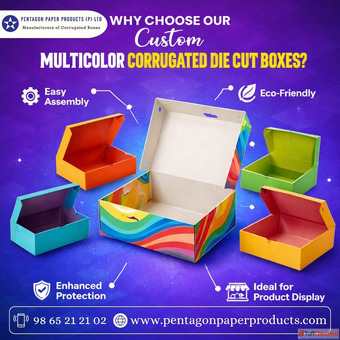 Custom Multicolor Corrugated Die Cut Boxes