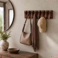 Flip Down Wooden Wall Hooks - Space-Saving Acacia Wood Wall ...