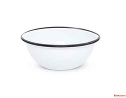 Vintage Enamelware Salad Bowls with Black Rim 20 oz