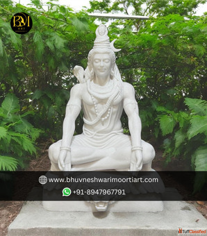 Elegant White Marble Shiva Statues Crafted by Expert Manufacturers