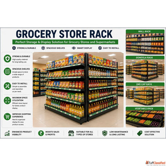 Grocery Store Rack - Durable Storage Display Solution for Retail Stores