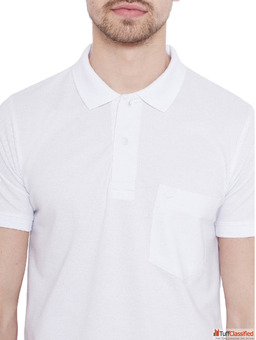 Men's Premium Sky Blue Polo T-Shirt Cotton Blend Casual Collar Neck Tee for Men