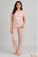 Women's Lavender Cotton Night Suit Set - Soft Printed S...