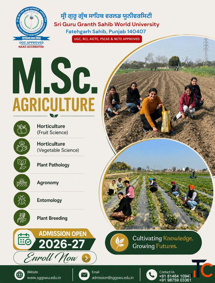 BSc hons agriculture in Punjab and Himachal Pradesh - SGGSWU