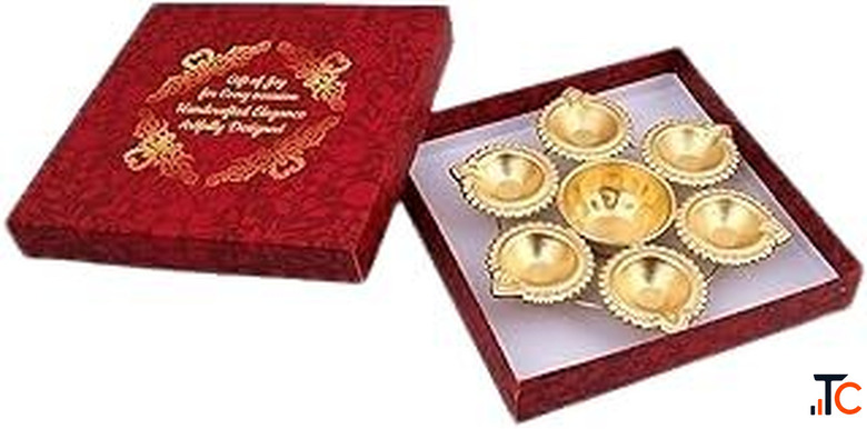 Decorative Tealight Candle Holder Set Gold Metal Finish Red Velvet Gift Box