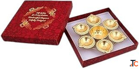 Decorative Tealight Candle Holder Set Gold Metal Finish Red Velvet Gift Box