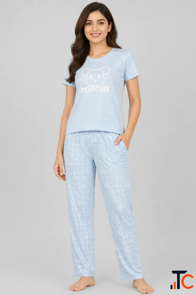 Women Cotton Night Suit for Women Soft Printed Half Sleeve Pajama Set