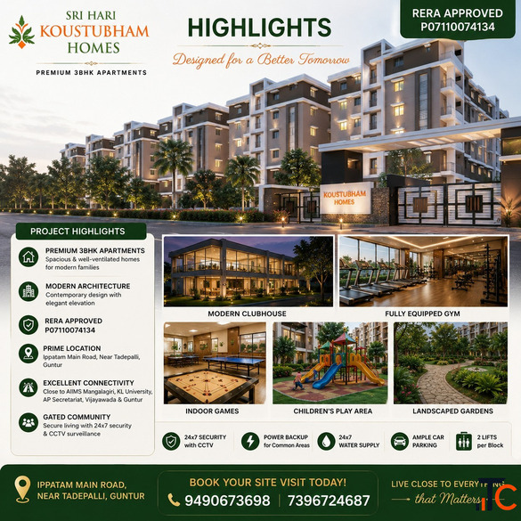 Premium 3BHK Flats for Sale in Ippatam Tadepalli