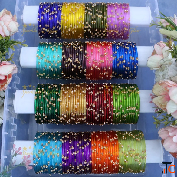 Vibrant Glass Bangles Set Sparkle and Glow