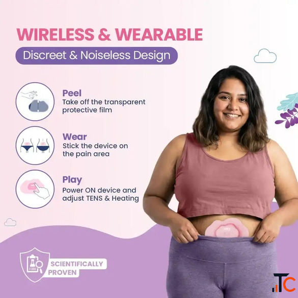 MOI Wireless Period Pain Relief Device with TENS Heat Therapy