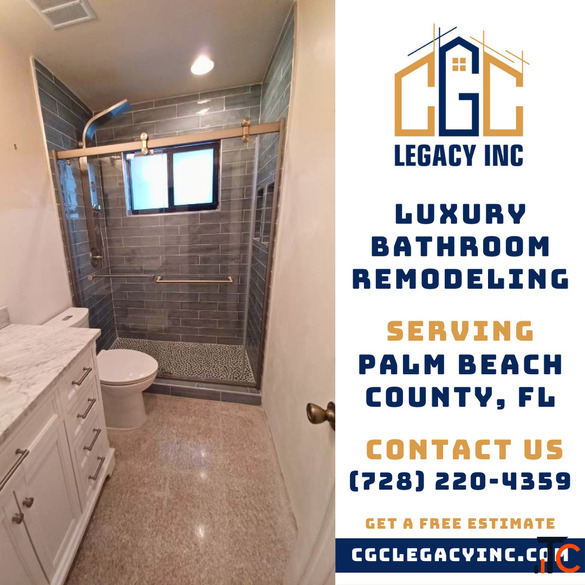 Bathroom Renovation Contractor Offering Waterproofing Services and Custom Tile Work in West Palm Bea