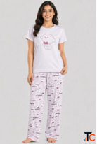 Women's Premium Cotton Short Set - Stylish Pink Checkered Summer Nightwear Lounge Wear