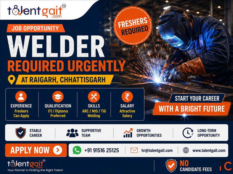 Urgent Welder Jobs in Raigarh Chhattisgarh Freshers Can Apply TalentGait