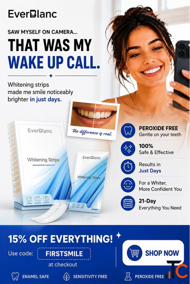 Peroxide Free Whitening Strips for Gentle Teeth Whitening EverBlanc