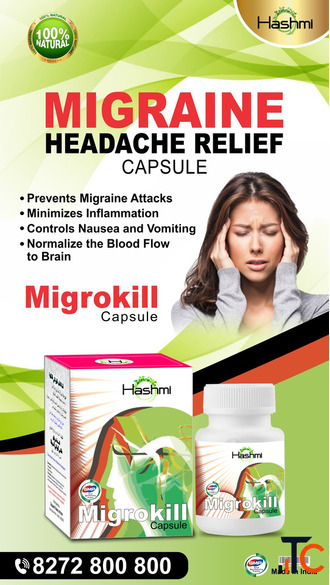 Hashmi Migrokill Capsule Herbal Support for Migraine Headache Relief