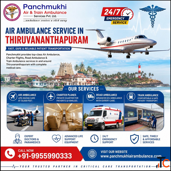 The Panchmukhi Air Ambulance Service in Thiruvananthapuram Is Available 24 Hours