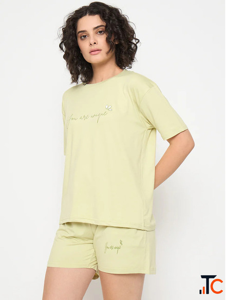 Women Short Set Premium Cotton Printed T-Shirt Shorts Co-Ord Set for Women