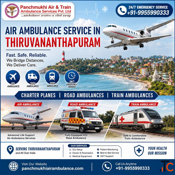 Panchmukhi Air Ambulance in Thiruvananthapuram Provides Complete Patient Transfer