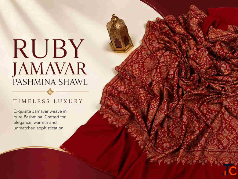 Ruby Jamavar Pashmina Shawl Timeless Luxury by Pashmina Vogue