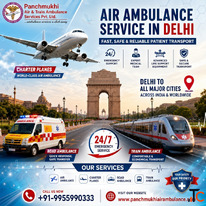 Panchmukhi Air Ambulance Services in Delhi - Critical Care Transfer with Monitoring