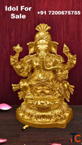 Raja Ganapati Brass Idol - Handcrafted Brass God Idol for Home Pooja Room