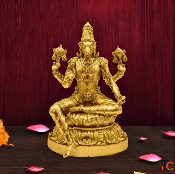 Varahar Brass Idol - Handcrafted Lord Varaha Brass Statue for Home Temple