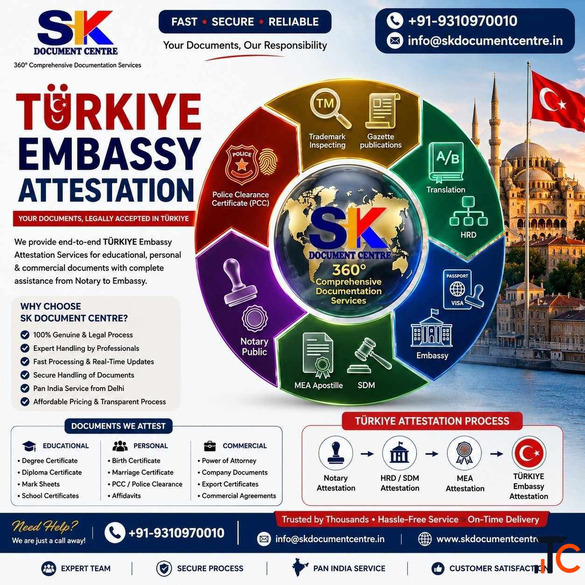 TÜRKIYE Embassy Attestation in Delhi SK Document Centre