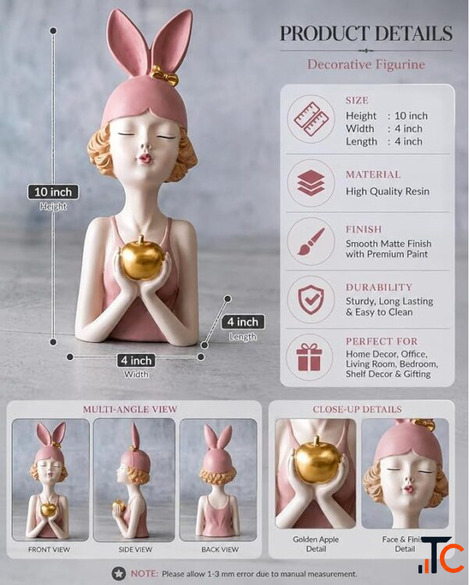 Buy Apple Holding Girl Luxury Decorative Showpiece Online for Home Decor