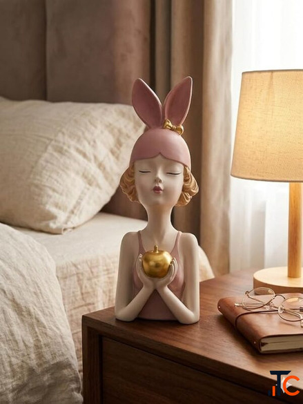 Buy Apple Holding Girl Luxury Decorative Showpiece Online for Home Decor