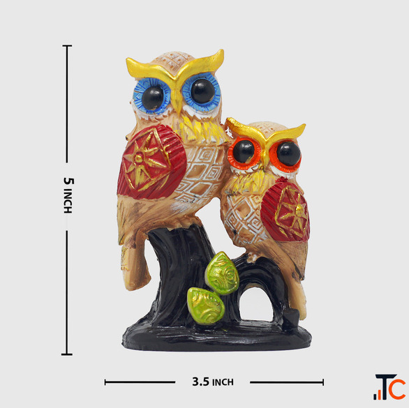 Buy Owl Couple on Branch Showpiece Online - Decorative Owl Showpiece for Home Decor